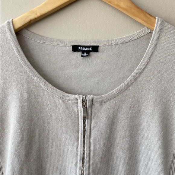 Premise Beige Zip-Up Cardigan Size Medium - Picture 5 of 11